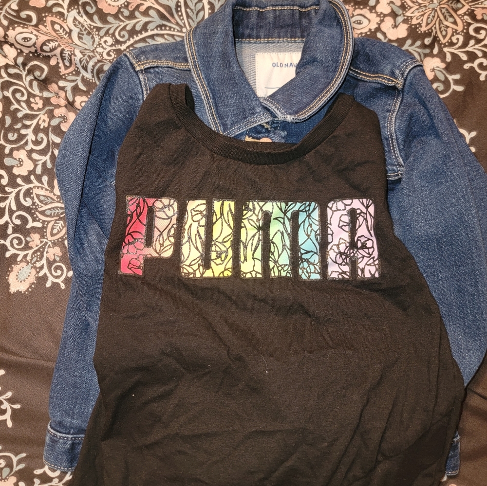 Girl's size 5 long sleeve shirt and jean jacket bundle